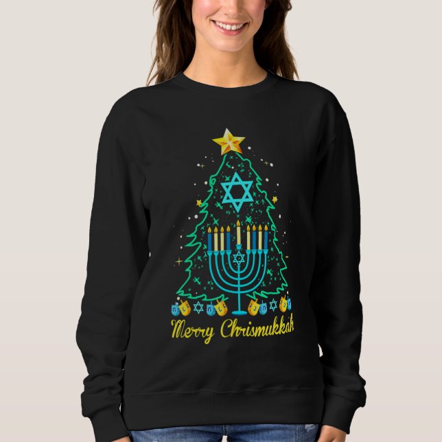 Merry Christmakkah  Hanukkah And Christmas Tree Li Sweatshirt (Front)