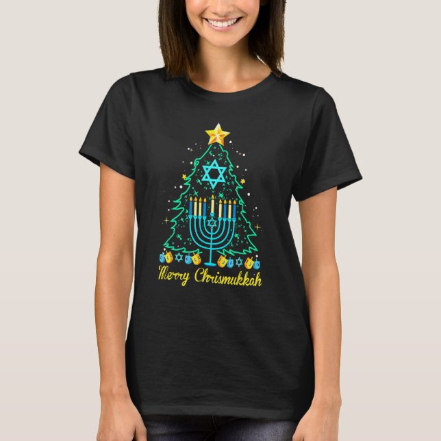 Merry Christmakkah  Hanukkah And Christmas Tree Li T-Shirt (Front)