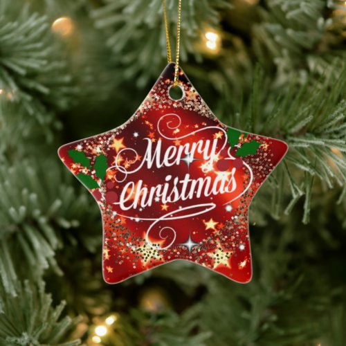   Merry Christmans glitter and shine Ceramic Ornament