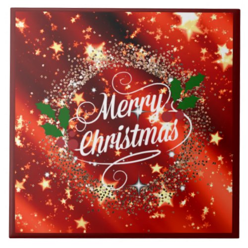   Merry Christmans glitter and shine Ceramic Tile