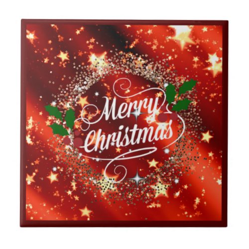  Merry Christmans glitter and shine Ceramic Tile