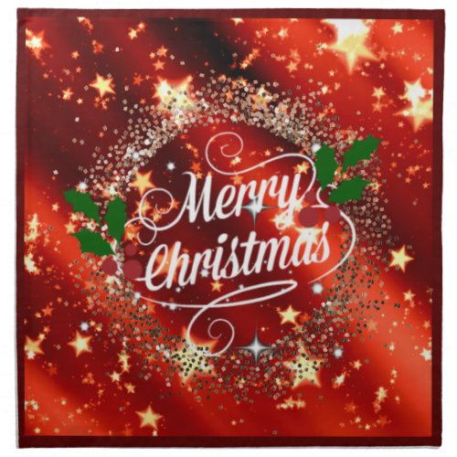   Merry Christmans glitter and shine Cloth Napkin