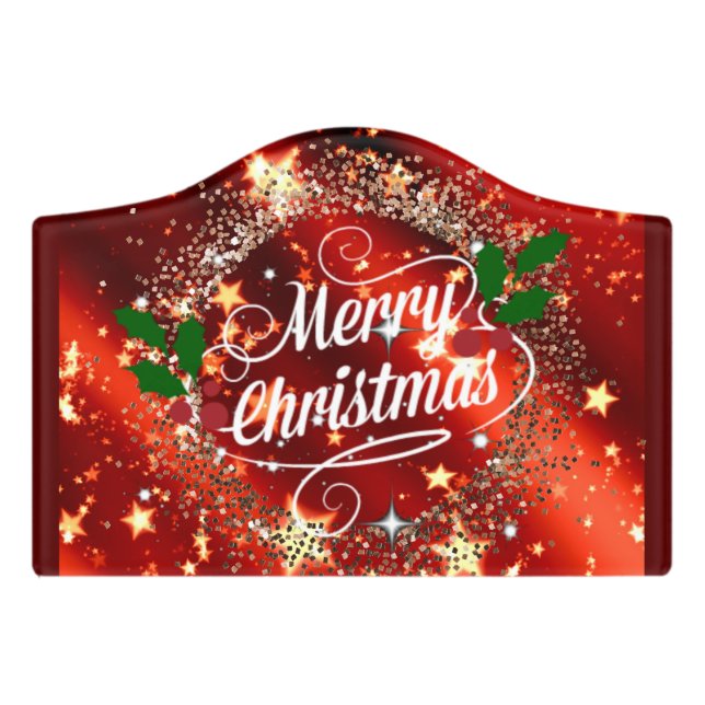   Merry Christmans, glitter and shine, Door Sign (Small Crest Front)