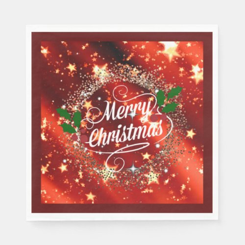   Merry Christmans glitter and shine Napkins