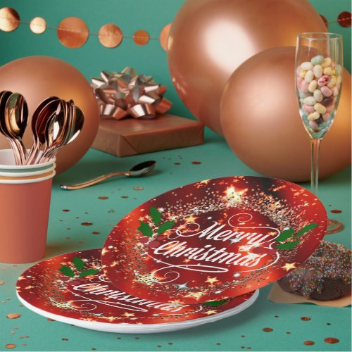   Merry Christmans glitter and shine Paper Plates