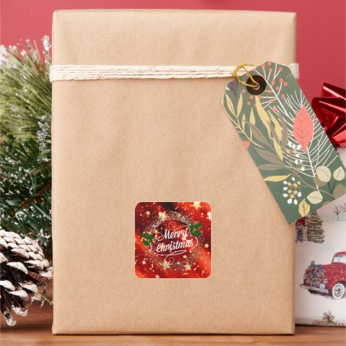   Merry Christmans glitter and shine Square Sticker