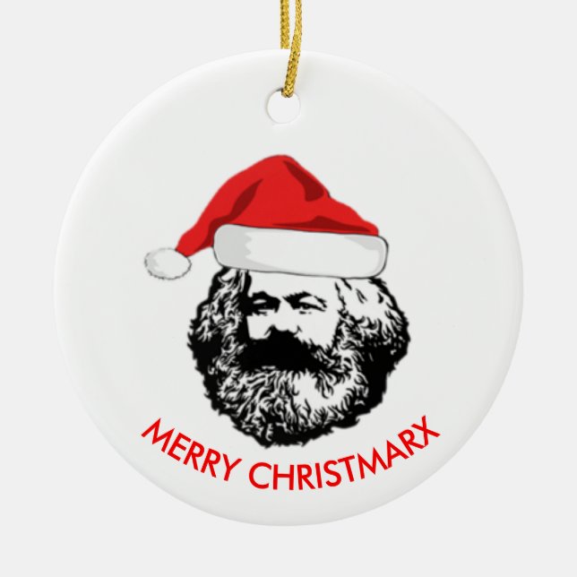 Merry Christmarx Ceramic Ornament (Front)