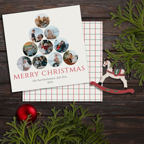 Merry Christmas 10 Photo Square Red Green Card