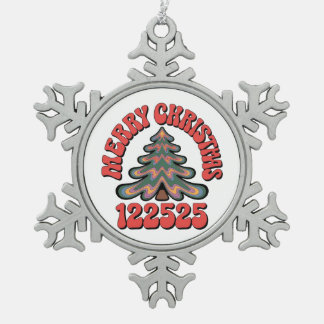 Merry Christmas 122525 Snowflake Pewter Christmas Ornament
