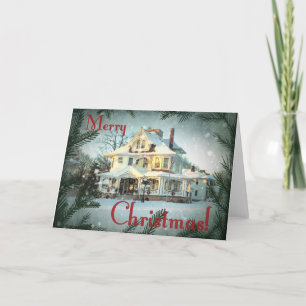 Merry Christmas 1920's home Holiday Card