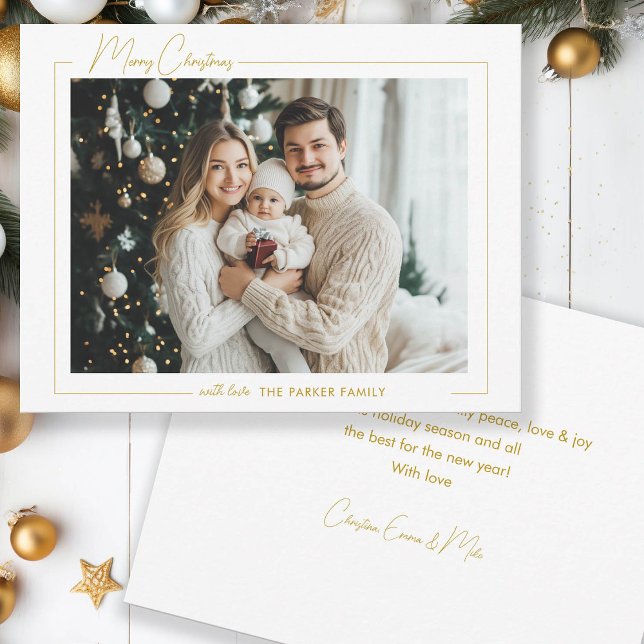 Merry Christmas! 1 Photo, White,Minimal Holiday Card (Creator Uploaded)