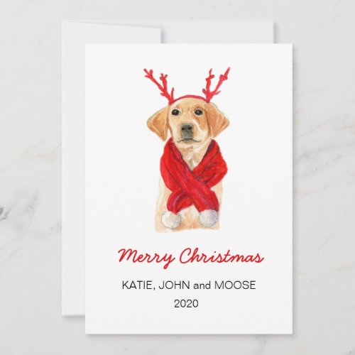 Merry Christmas 2020 Labrador Puppy in red scarf Announcement
