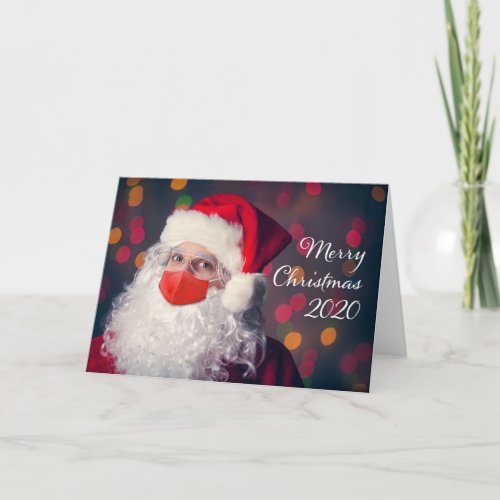 Merry Christmas 2020 Santa Claus In Covid Mask Holiday Card