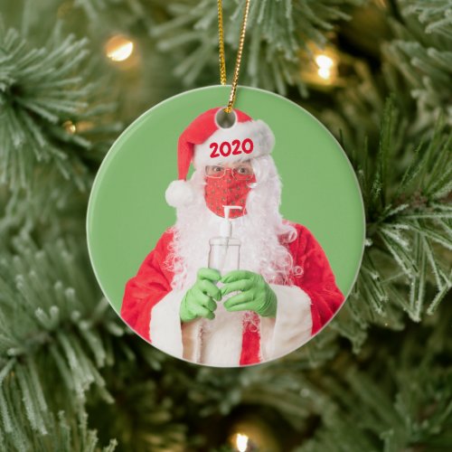 Merry Christmas 2020 Santa Hand Sanitizer TP Ceramic Ornament