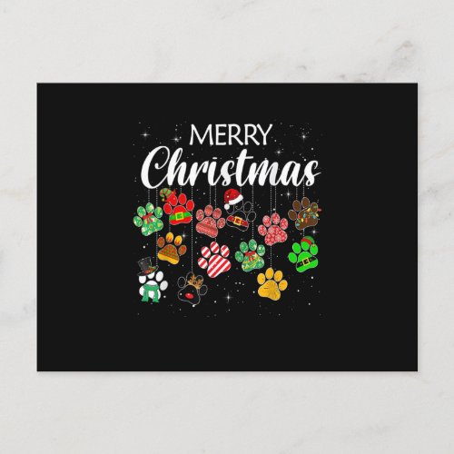Merry Christmas 2021 Dog Paw Print Buffalo Plaid U Postcard