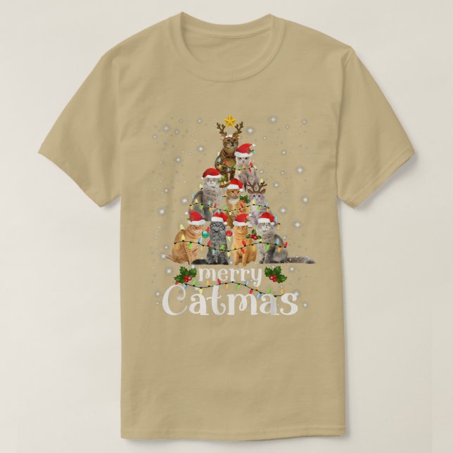 Merry Christmas 2022 Funny Cats With Santa Hat Mer T-Shirt (Design Front)