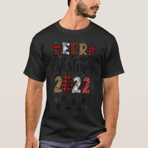 Merry Christmas 2022 Leopard Buffalo Red Plaid For T-Shirt