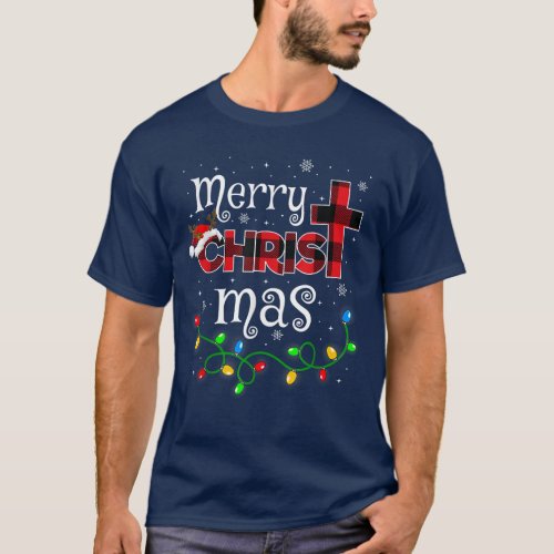 Merry Christmas 2023 Santa Hat Buffalo Red Plaid  T_Shirt