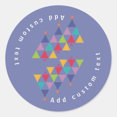 Merry christmas 2024 _ colorful modern blue trees classic round sticker