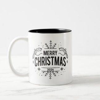 Merry christmas 2024 Two-Tone coffee mug