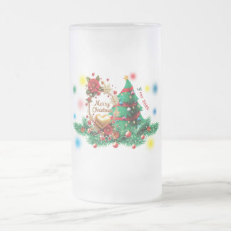 Merry Christmas 2025 Beer Glass Frosted Glass Beer Mug