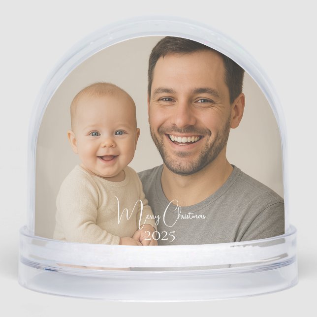 Merry Christmas 2025 Family Photo Globe Snow Globe (Front)