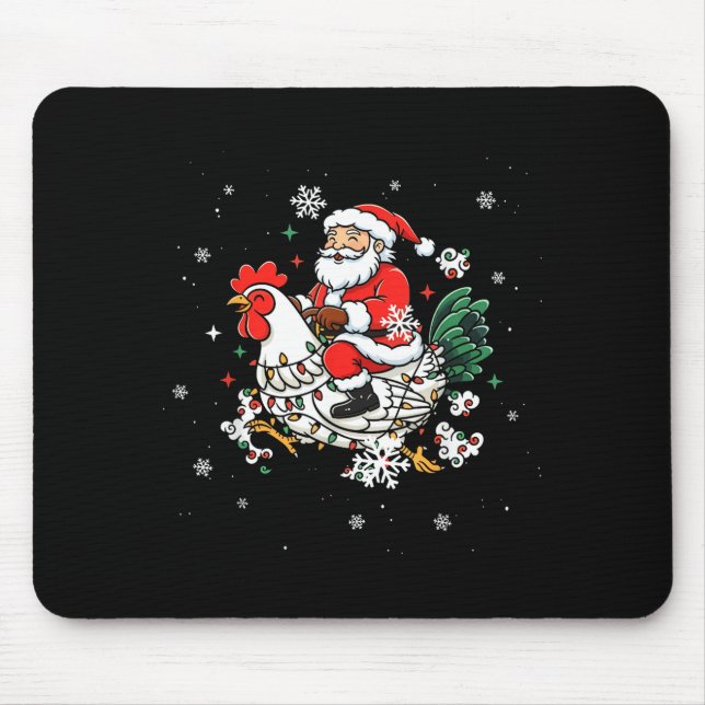Merry Christmas 2025 Funny Santa Riding Chicken Ch Mouse Pad (Front)