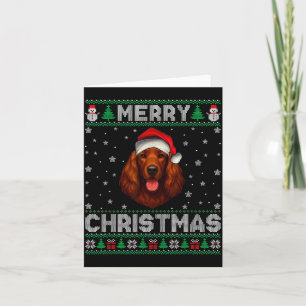 Merry Christmas 2025 Irish Setter Santa Hat Ugly X Card
