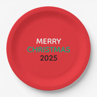 MERRY CHRISTMAS 2025 PAPER PLATES