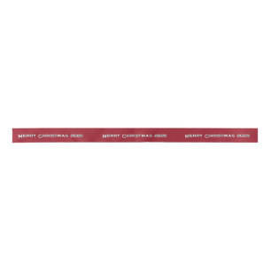 Merry Christmas 2025 Personalized Ribbon Burgundy