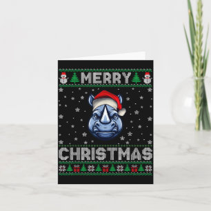 Merry Christmas 2025 Rhino Santa Hat Ugly Xmas Card