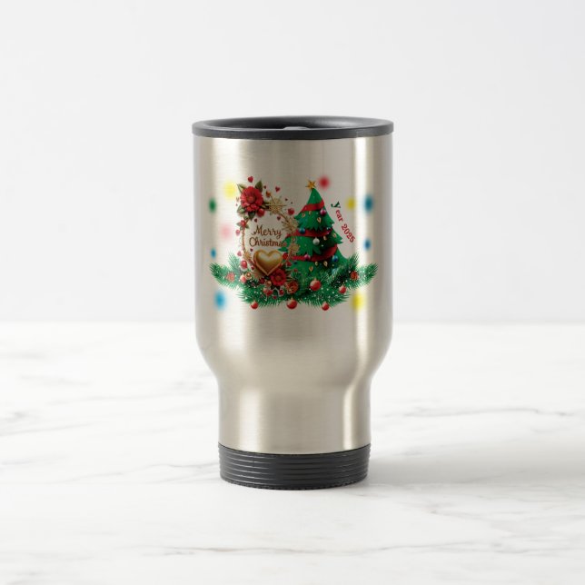 Merry Christmas 2025 Tumbler Travel Mug (Center)