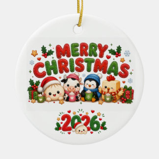 Merry Christmas 2026 Ceramic Ornament