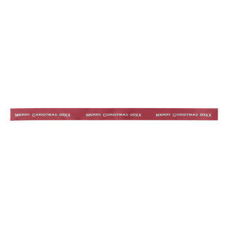 Merry Christmas 20XX Personalized Ribbon Burgundy