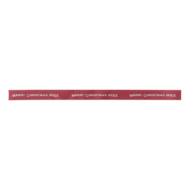 Merry Christmas 20XX Personalized Ribbon Burgundy (Front)