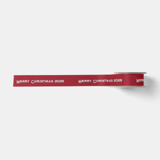 Merry Christmas 20XX Personalized Ribbon Burgundy
