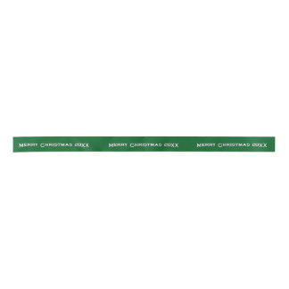 Merry Christmas 20XX Personalized Ribbon Green