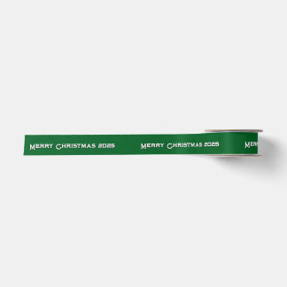 Merry Christmas 20XX Personalized Ribbon Green