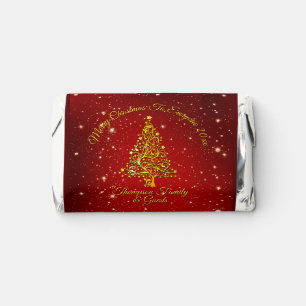 Merry Christmas 20XX Red Gold Tree Stars  Hershey's Miniatures
