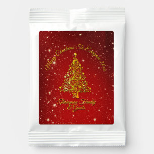 Merry Christmas 20XX Red Gold Tree Stars  Margarita Drink Mix