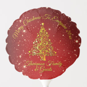 Merry Christmas 20XX Red Gold Tree Stars Small Balloon