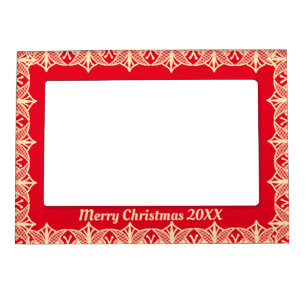 Merry Christmas 20XX White Lace Red Magnetic Frame