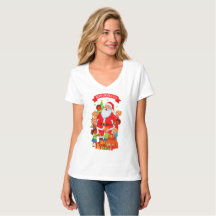 MERRY CHRISTMAS 2525 WOMENS BASIC V NECK T SHIRT