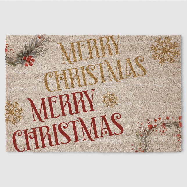 Merry Christmas 2 Fiber Doormat (Front)