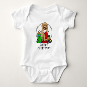 Merry Christmas 2 Goldendoodle (golden red) Cute Baby Bodysuit