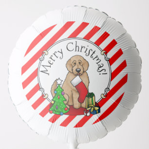 Merry Christmas 2 Goldendoodle (golden red) Cute Balloon