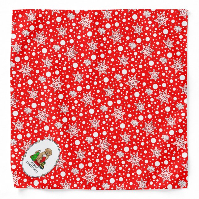 Merry Christmas 2 Goldendoodle (golden red) Cute Bandana (Front)