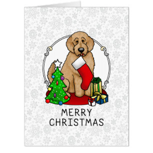 Merry Christmas 2 Goldendoodle (golden red) Cute Card