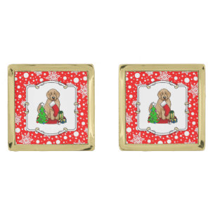 Merry Christmas 2 Goldendoodle (golden red) Cute Cufflinks