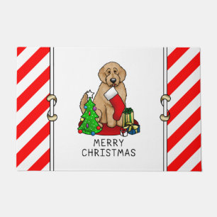 Merry Christmas 2 Goldendoodle (golden red) Cute Doormat